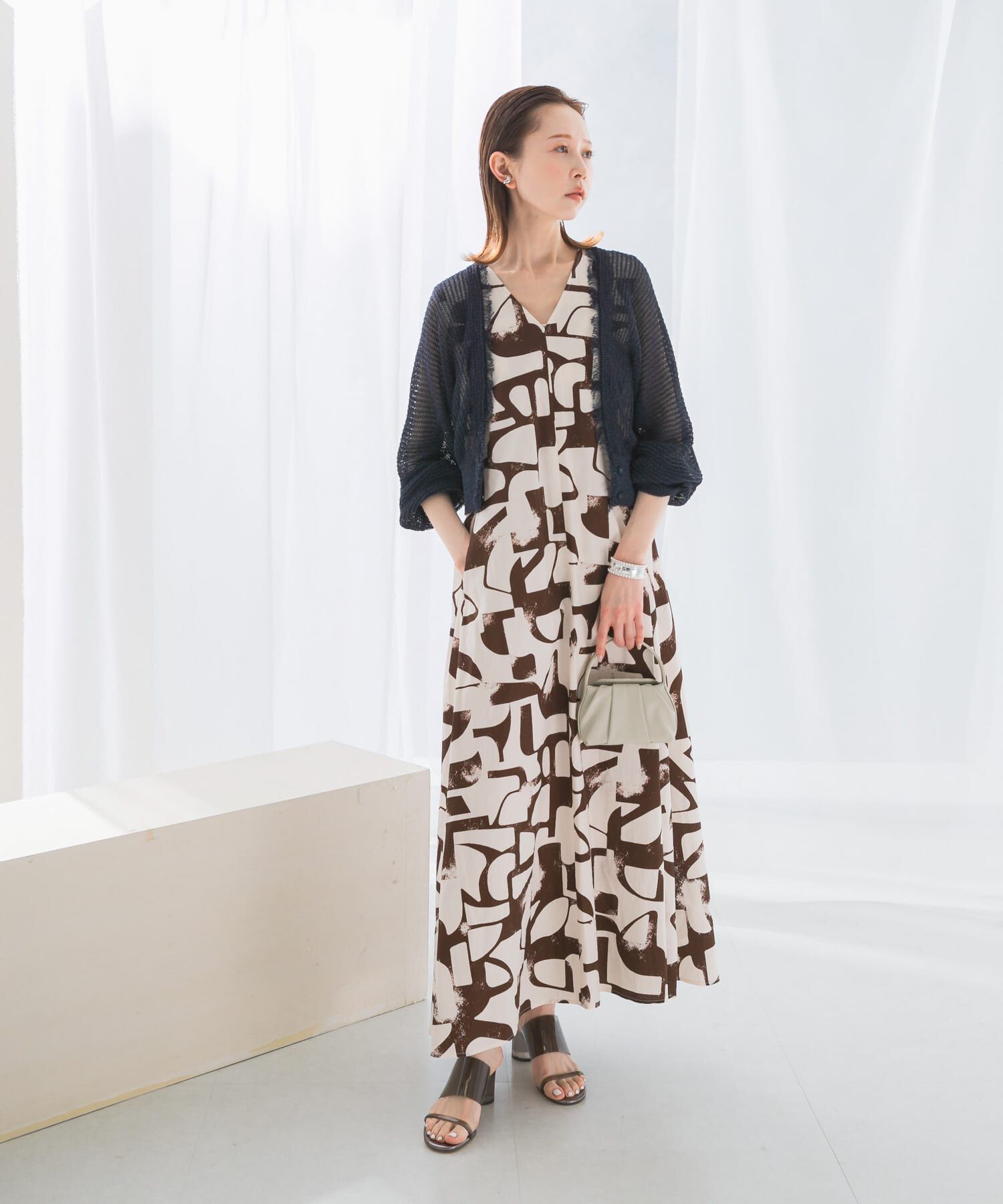 URBAN RESEARCH ROSSO「柄編みフリンジカーディガン」|カーディガン|