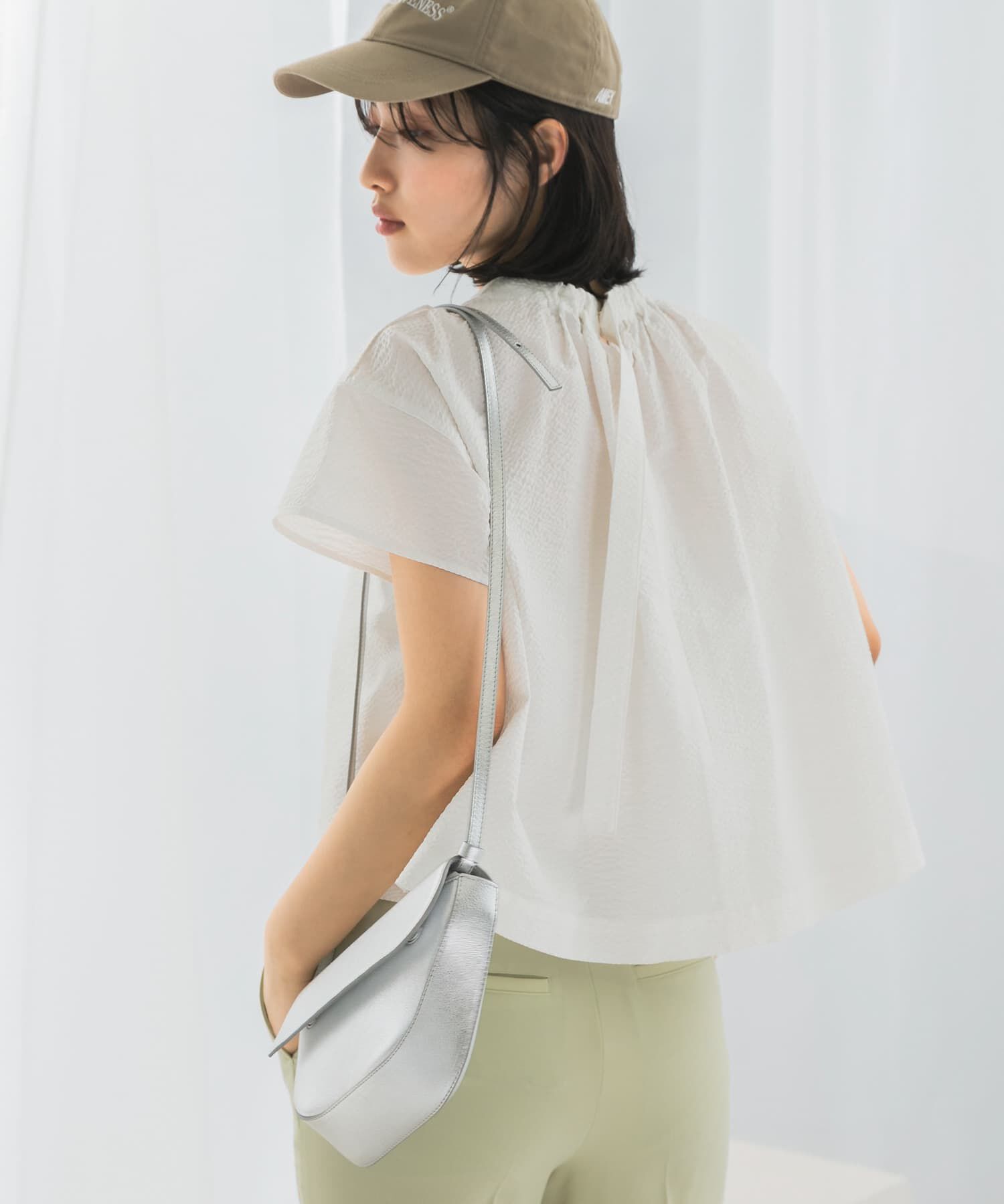 URBAN RESEARCH ROSSO「シアサッカーショートギャザーブラウス」|シャツ・ブラウス|