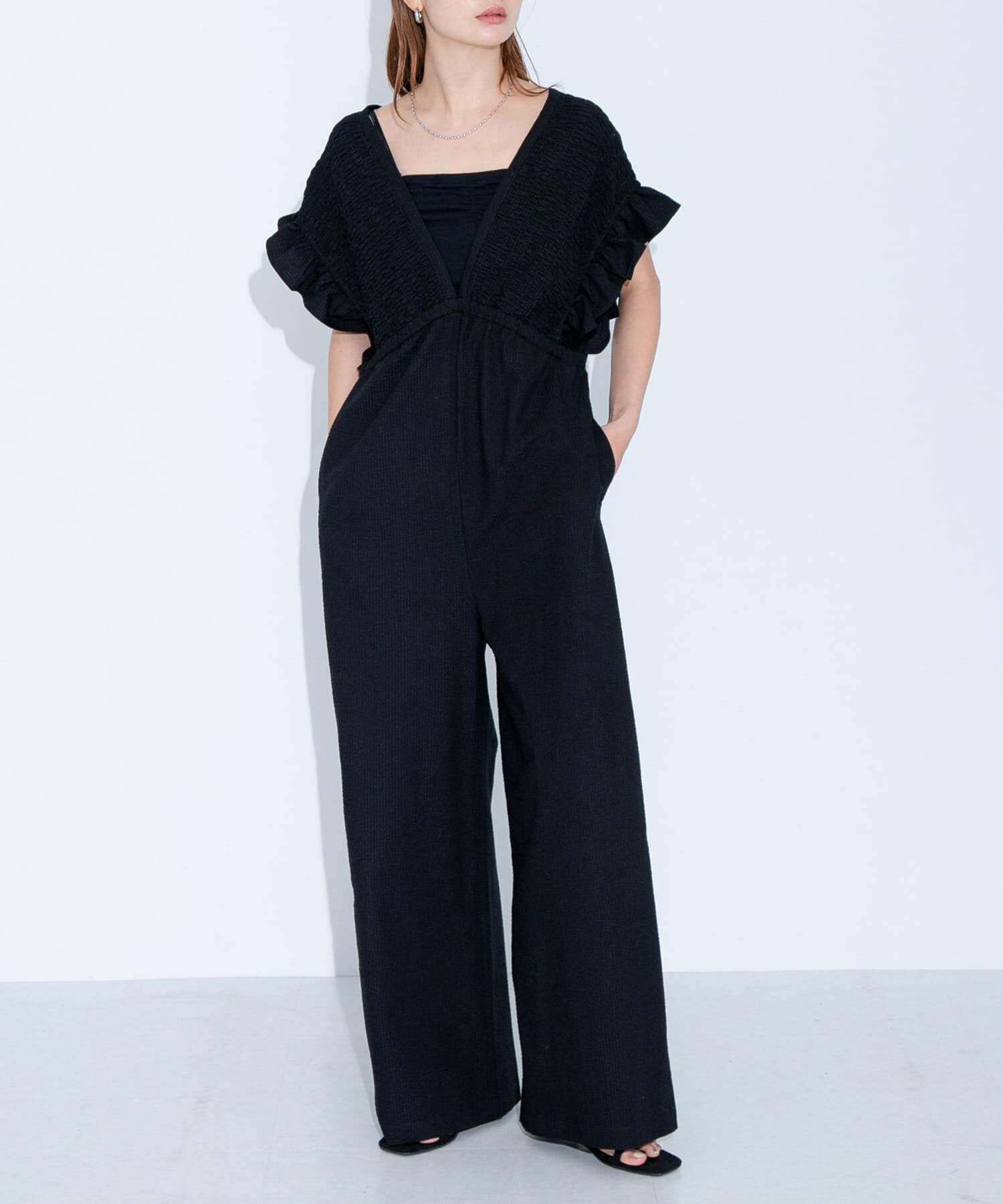 Sonny Label 「シャーリングサマーオールインワン」|スカート|ブラック