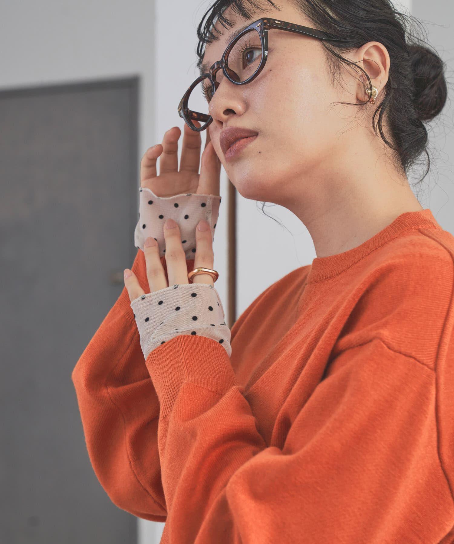 URBAN RESEARCH DOORS「袖ドット柄切替ロングTシャツ」|Tシャツ・カットソー|