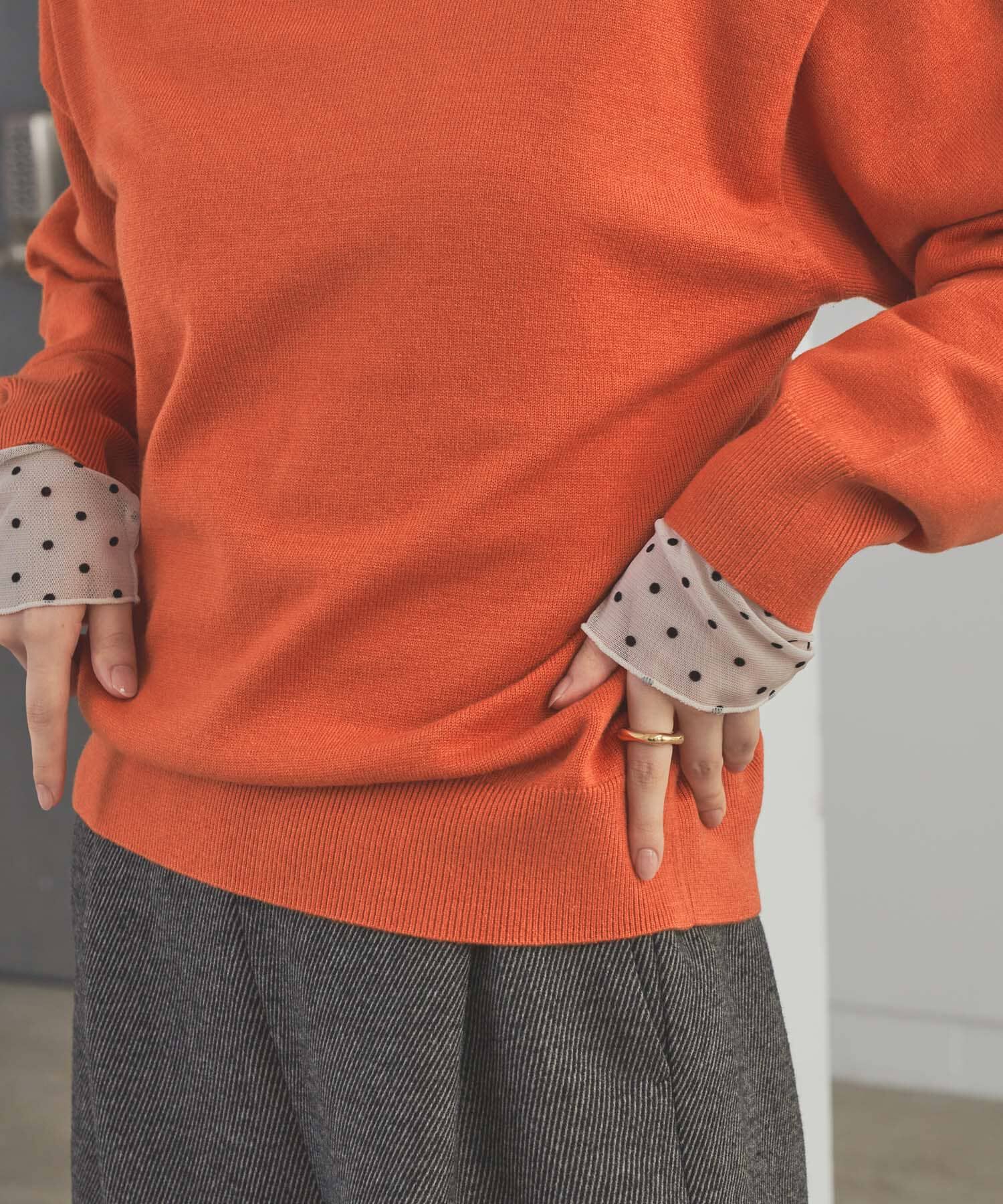 URBAN RESEARCH DOORS「袖ドット柄切替ロングTシャツ」|Tシャツ・カットソー|