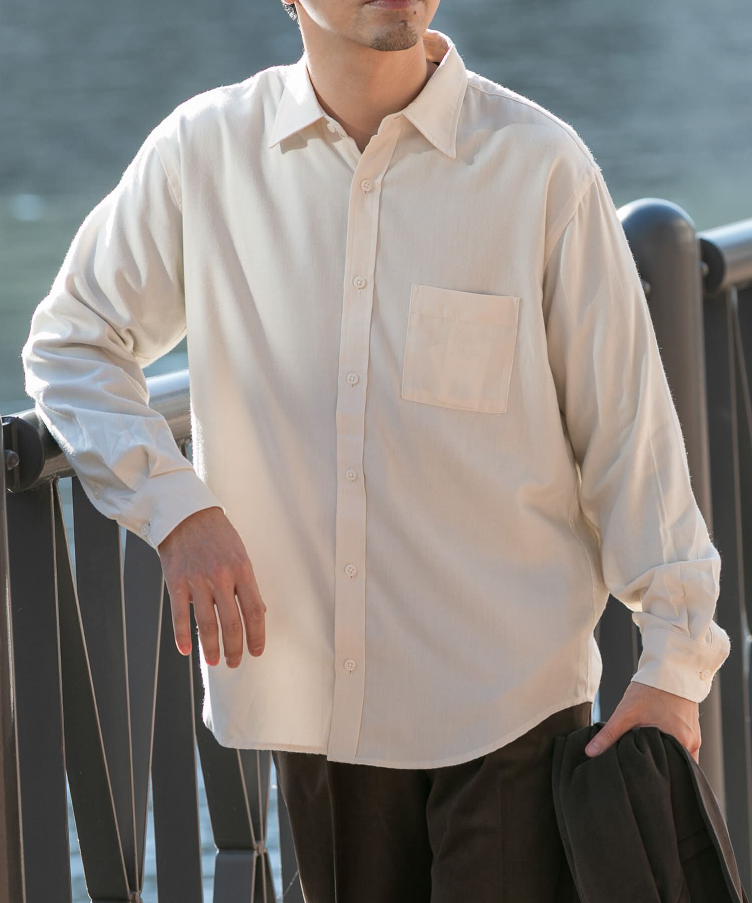 URBAN RESEARCH ROSSO「『蓄熱 / XLサイズあり』アーバンリラックスサーモネルレギュラーシャツ」|シャツ・ブラウス|アイボリー