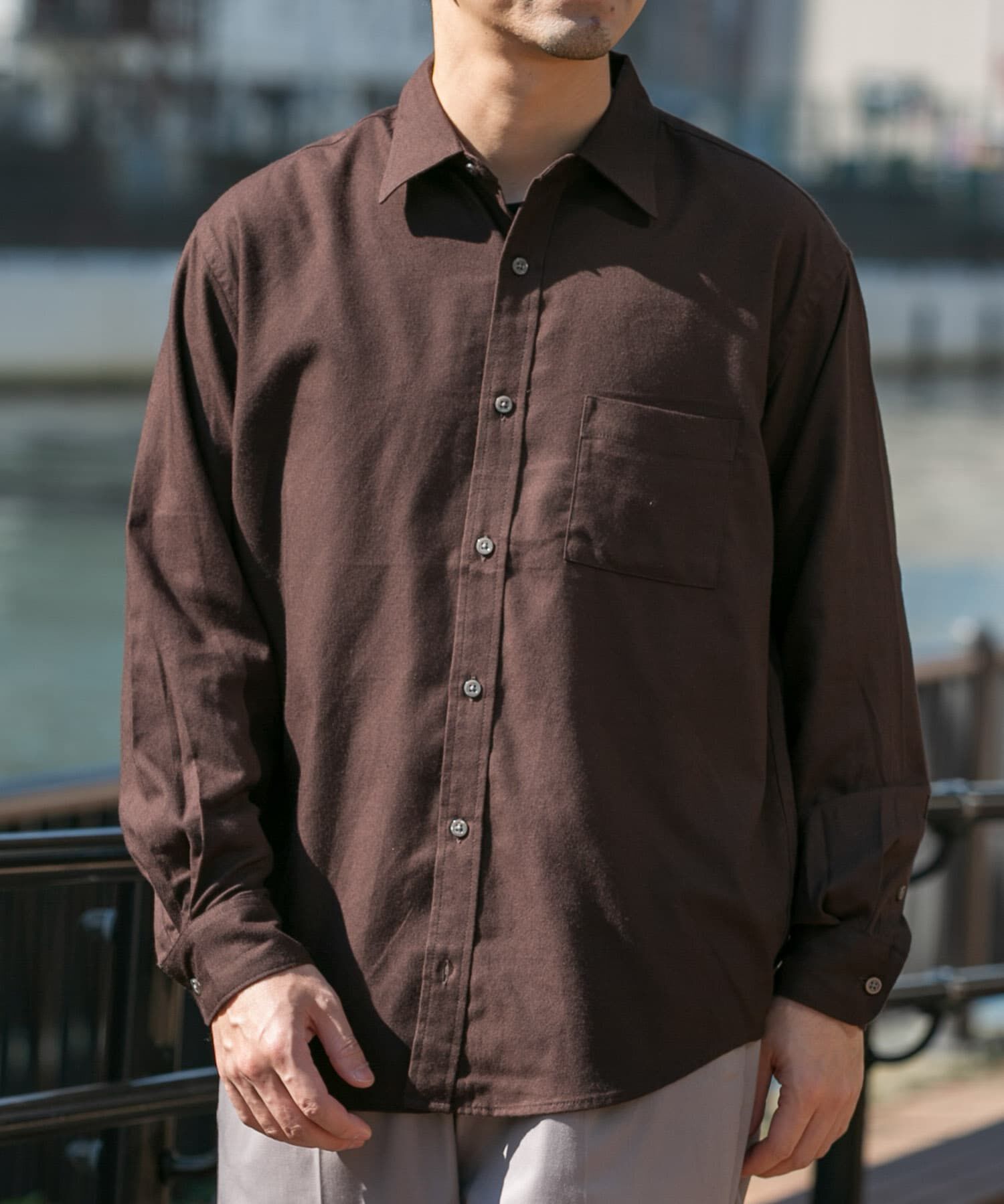 URBAN RESEARCH ROSSO「『蓄熱 / XLサイズあり』アーバンリラックスサーモネルレギュラーシャツ」|シャツ・ブラウス|