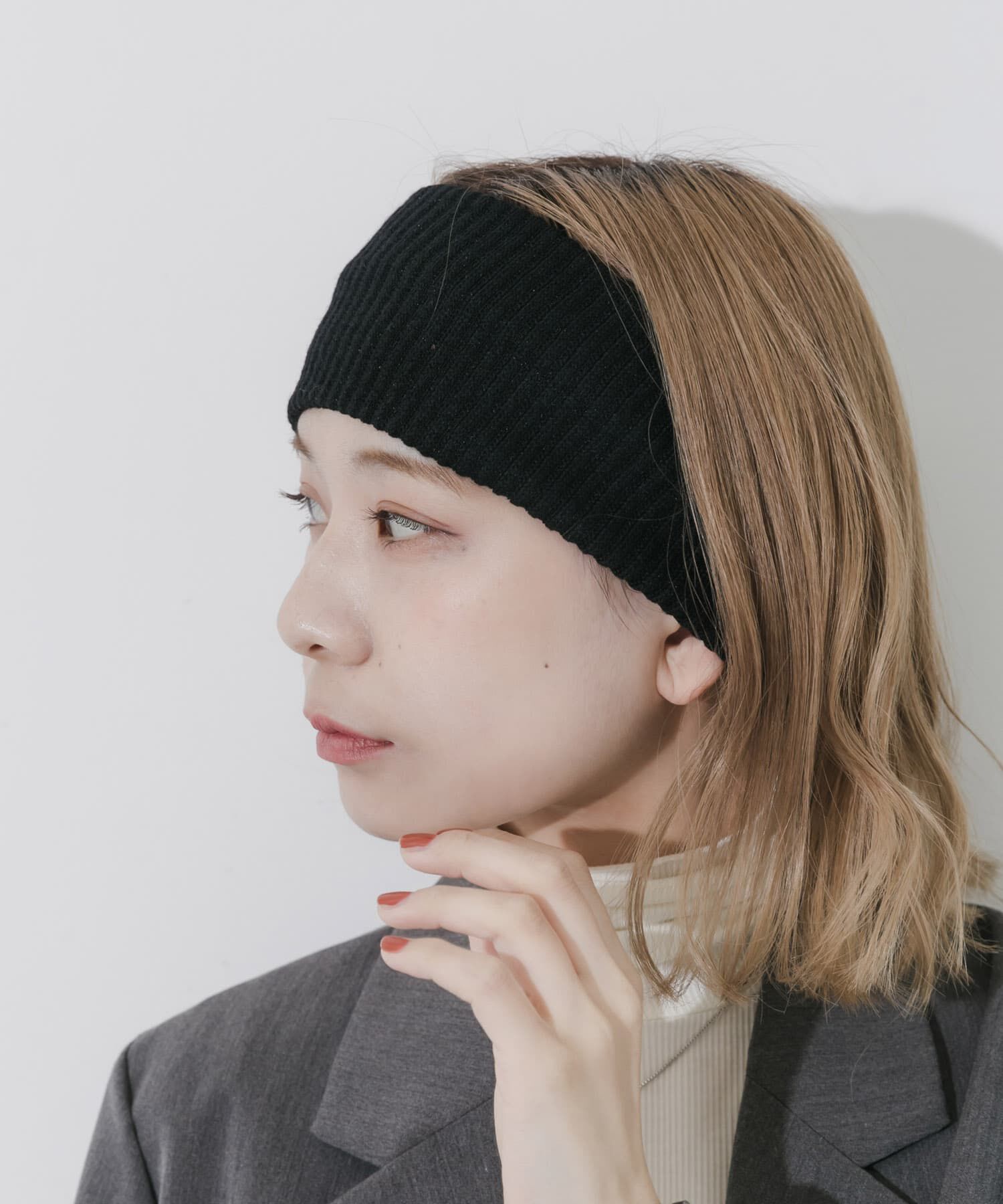 SMELLY「リブニットワイドヘアバンド」|ヘアバンド|