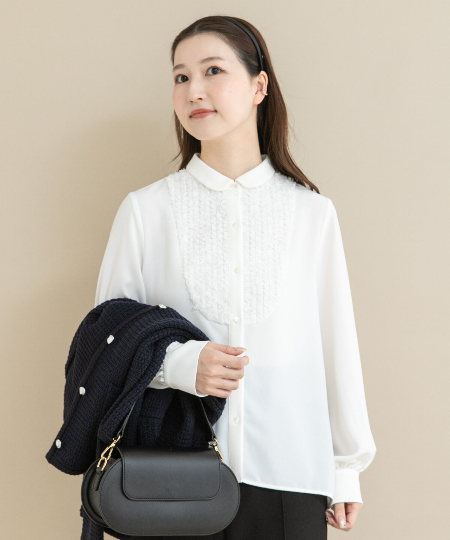 URBAN RESEARCH ROSSO「『WEB/一部店舗限定』フロントレース切替ブラウス」|シャツ・ブラウス|