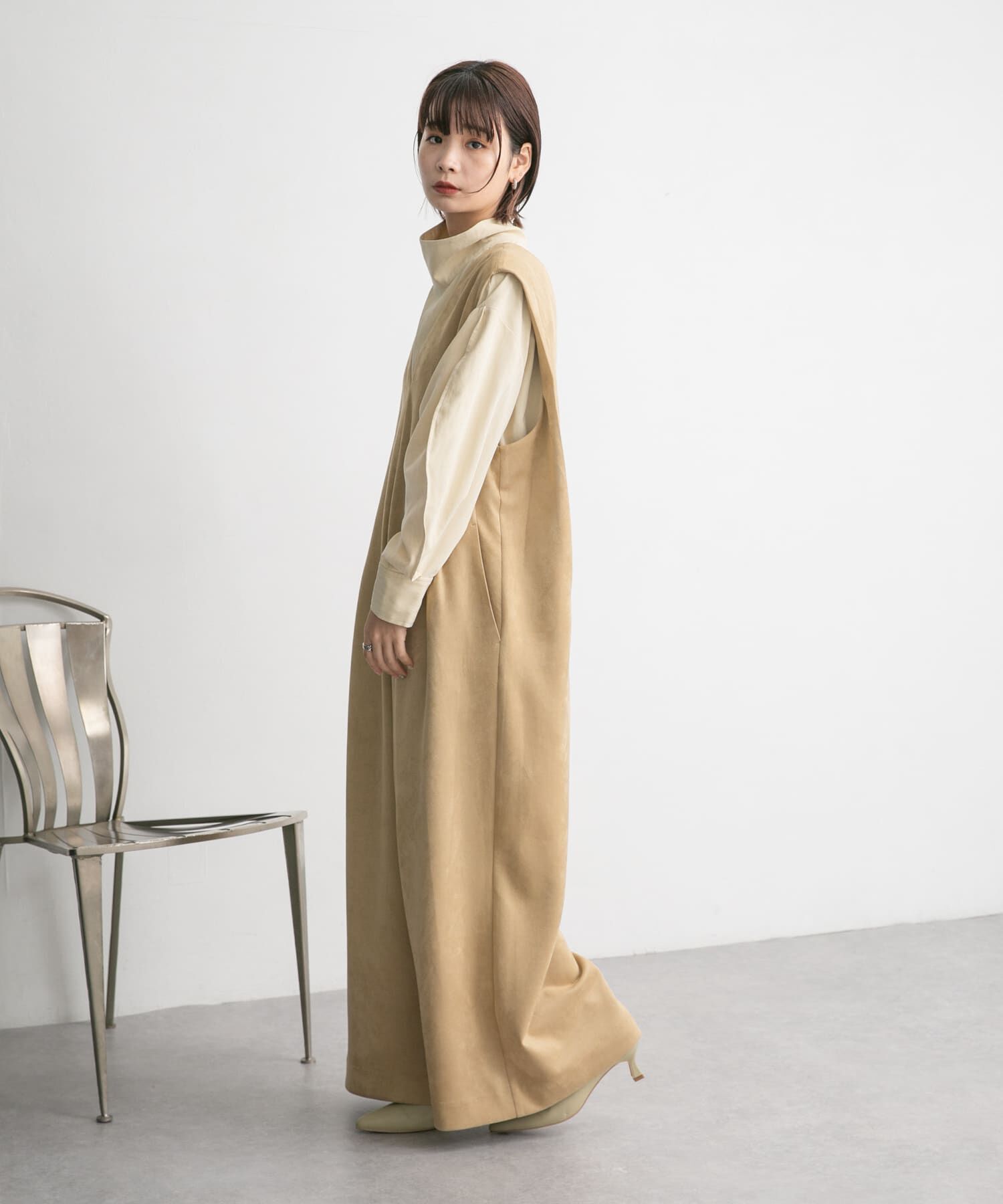  「ショルダータックスエードサロペット」|スカート|