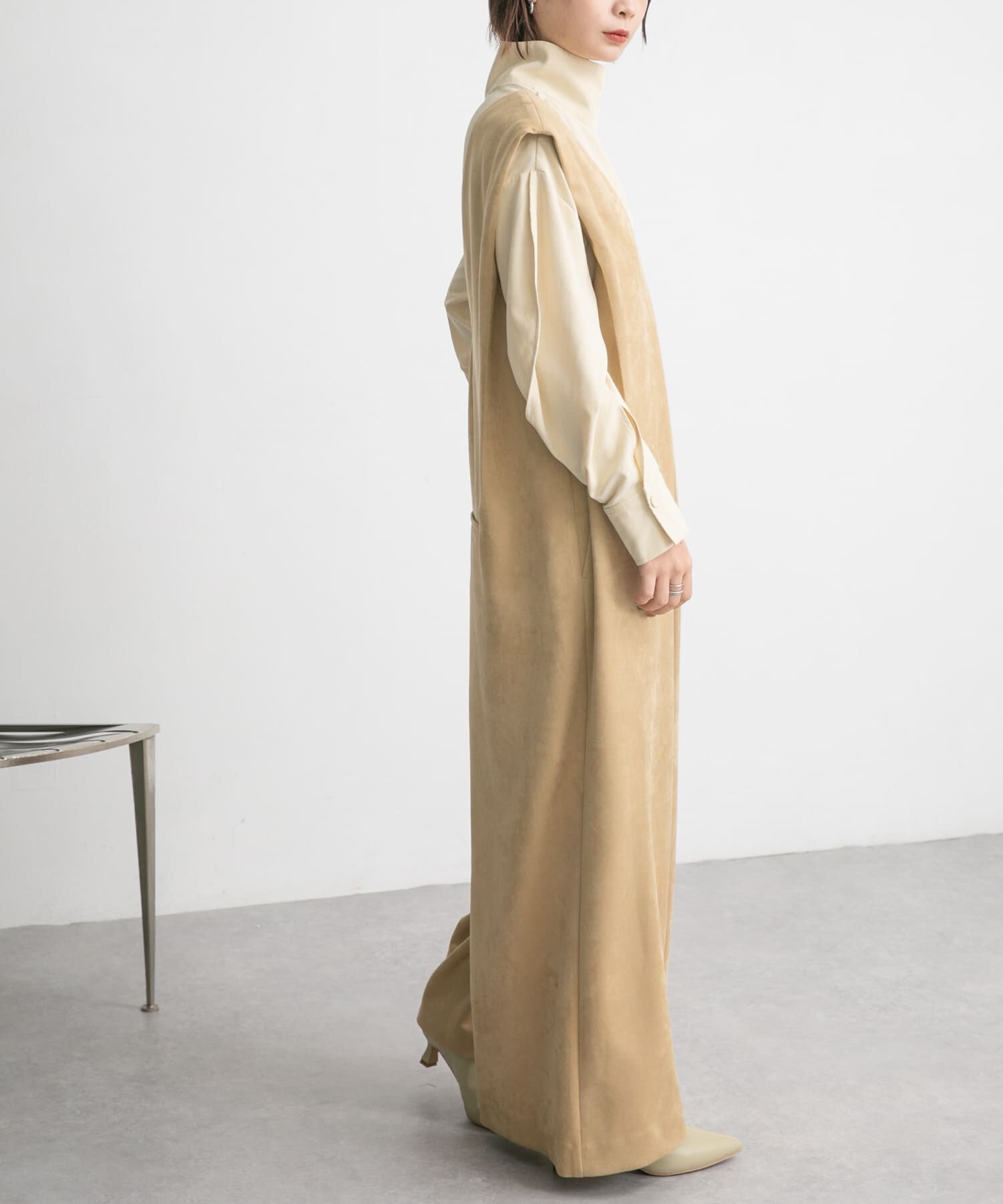  「ショルダータックスエードサロペット」|スカート|