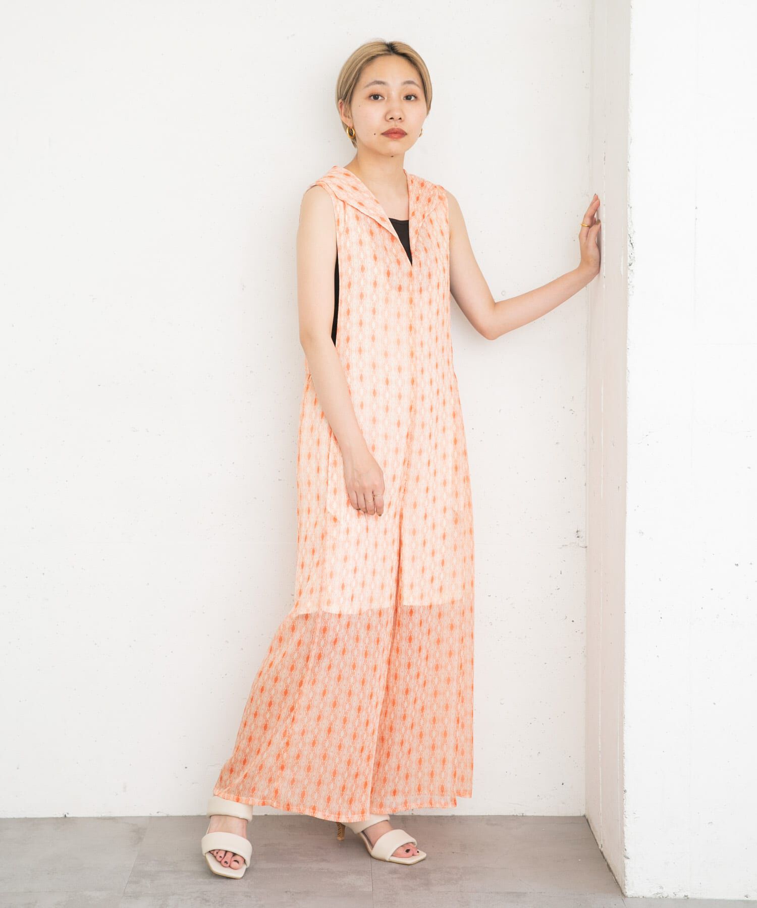  「楊柳プリントサロペット」|スカート|