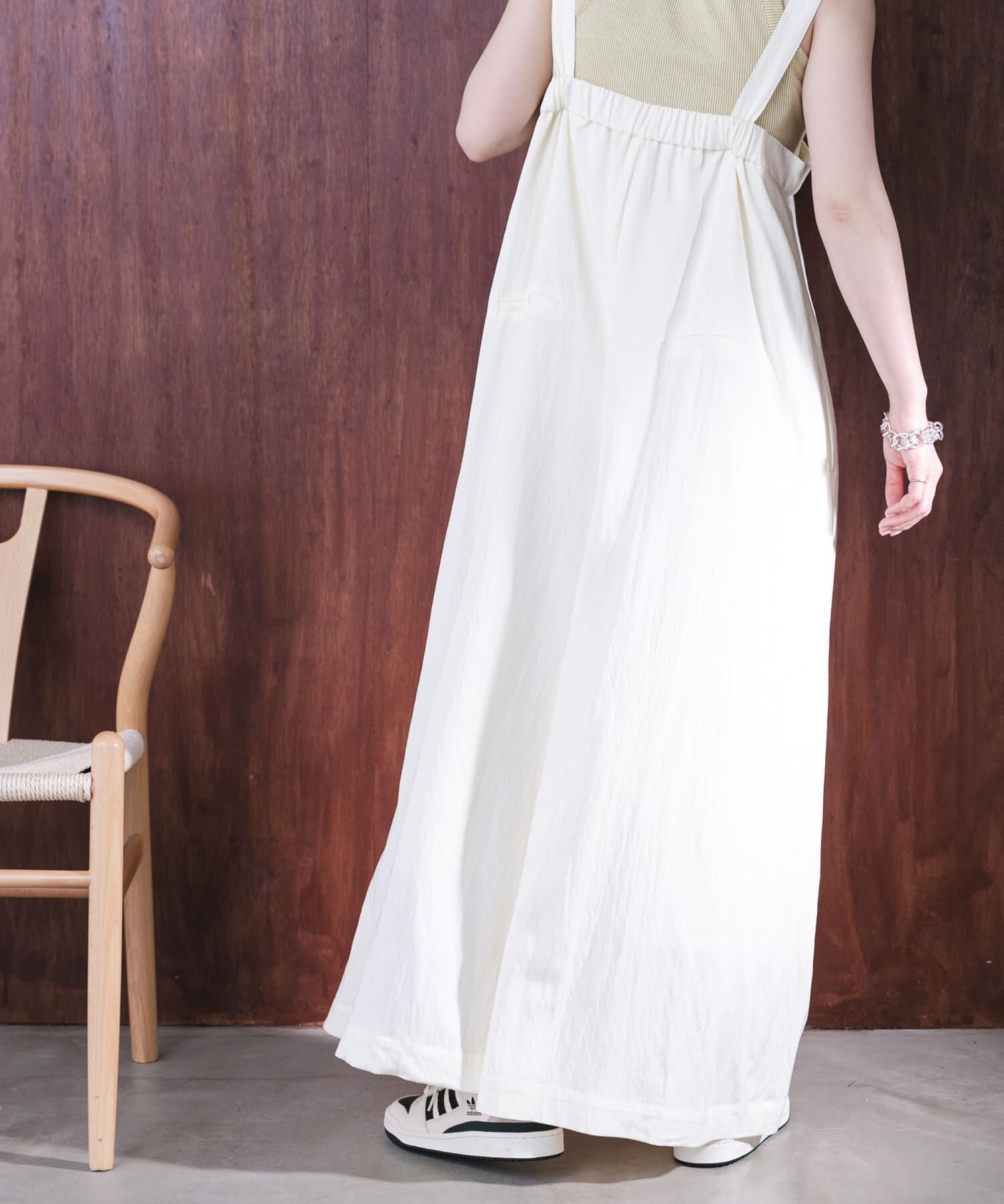  「『2サイズ展開』オーバーストラップワイドサロペット」|スカート|