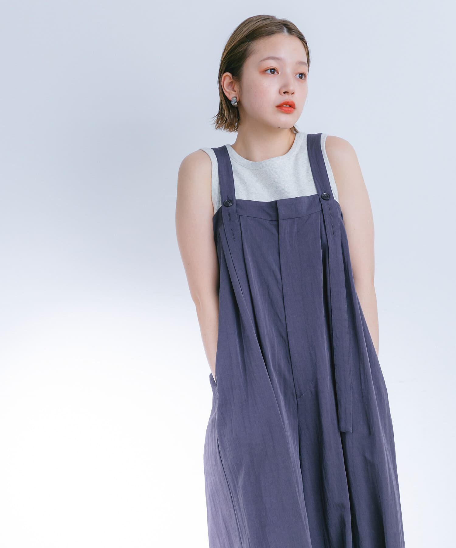  「『2サイズ展開』オーバーストラップワイドサロペット」|スカート|