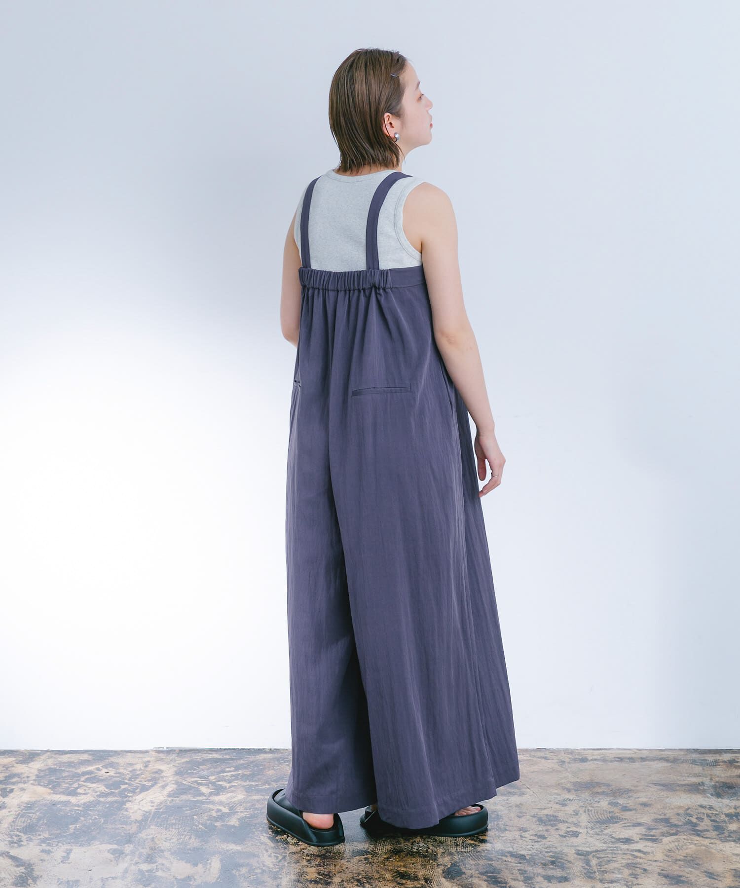  「『2サイズ展開』オーバーストラップワイドサロペット」|スカート|