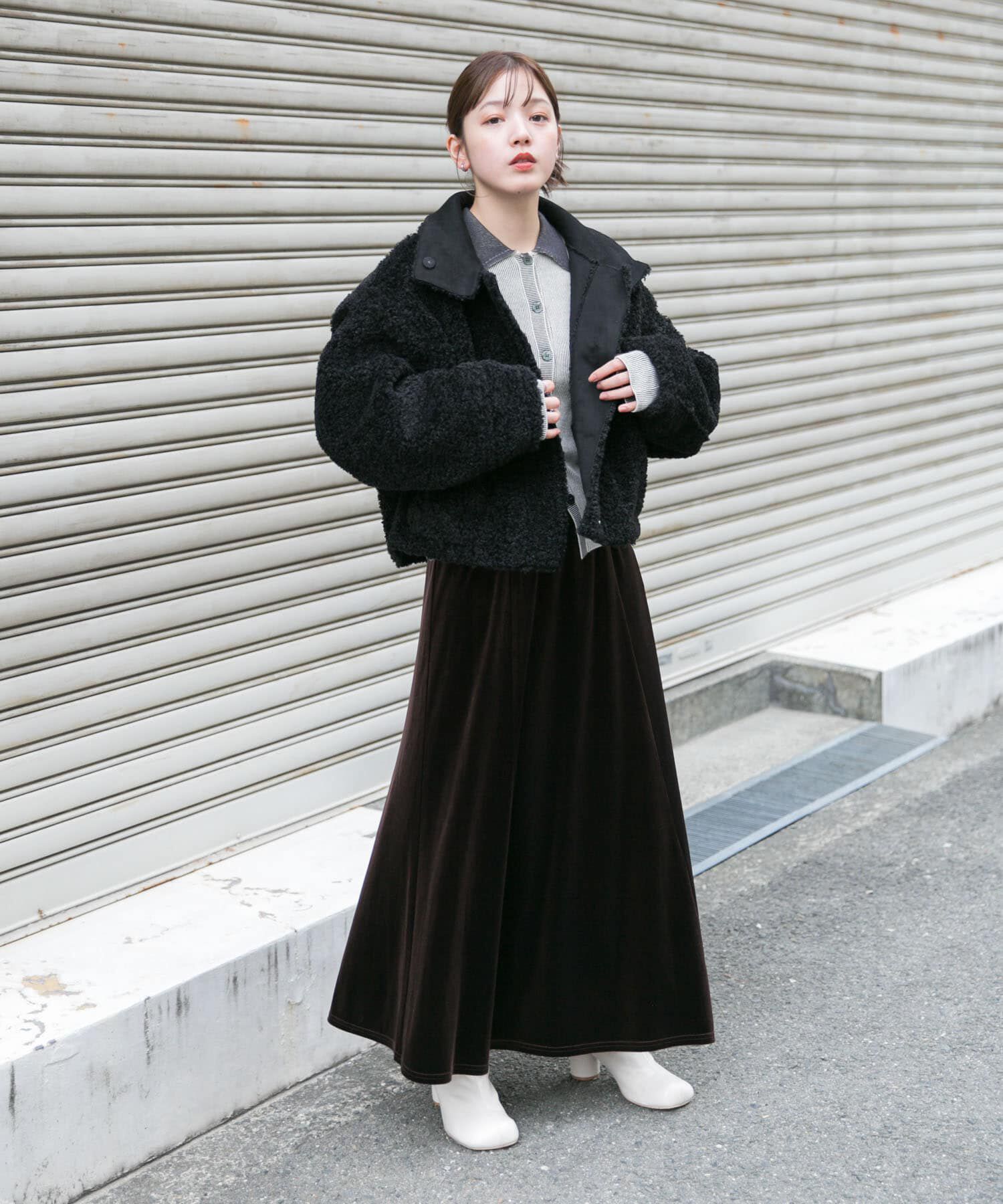  「セミフレアベロアスカート」|スカート|