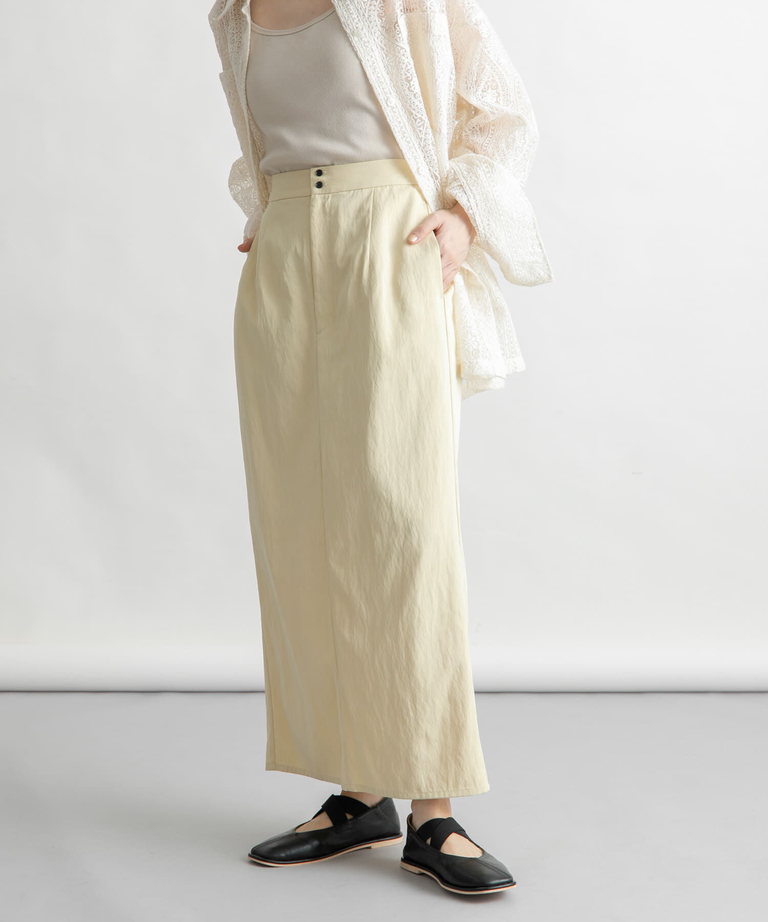  「ダブルボタンIラインスカート」|スカート|