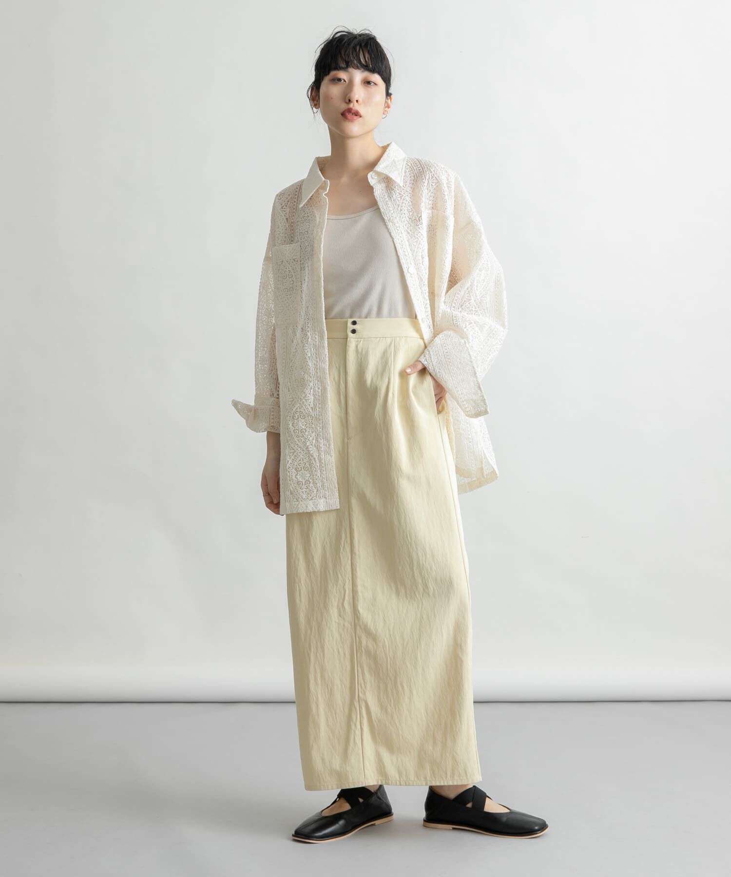  「ダブルボタンIラインスカート」|スカート|