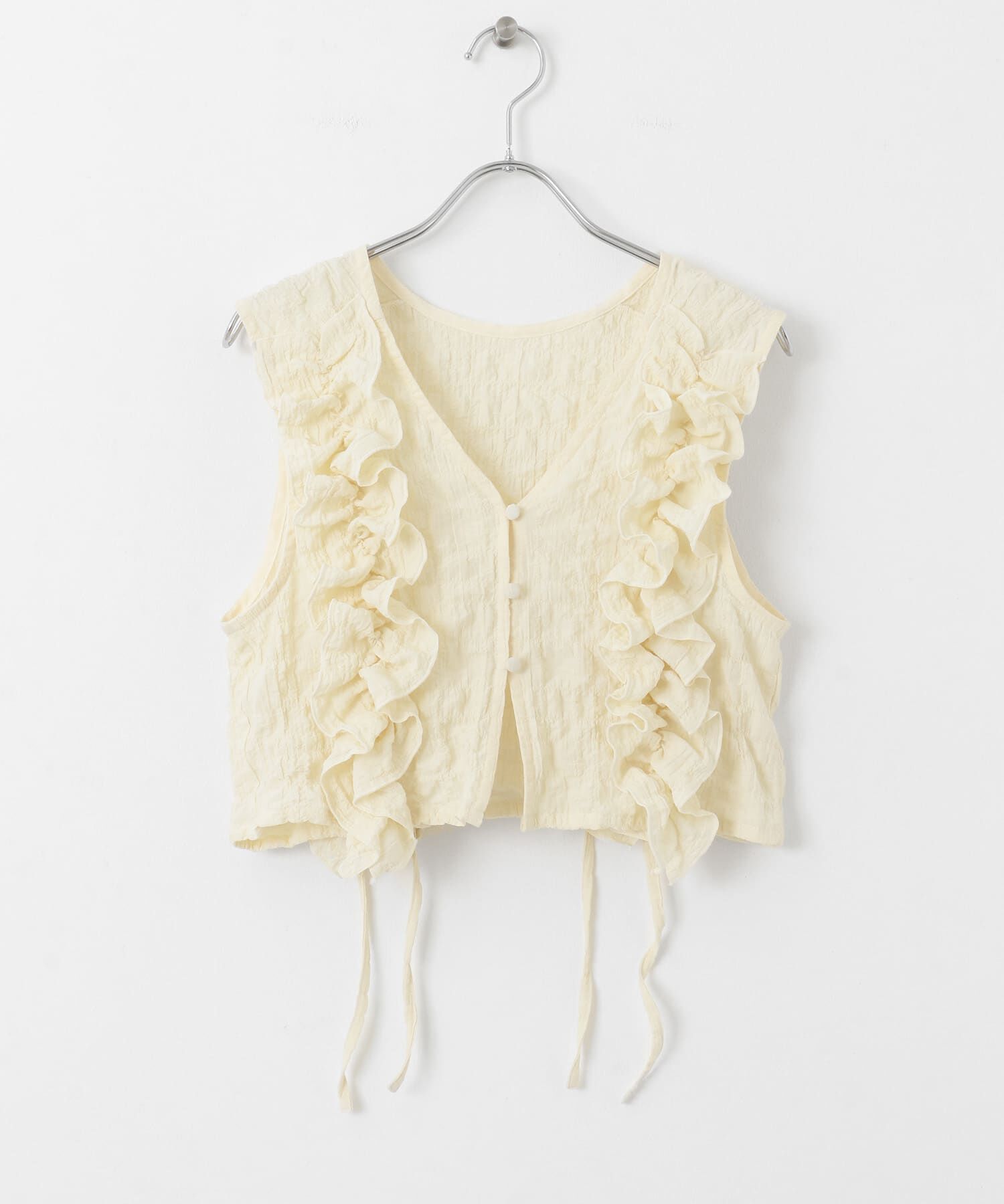  「2WAYフリルノースリーブトップス」|ベスト・ジレ|