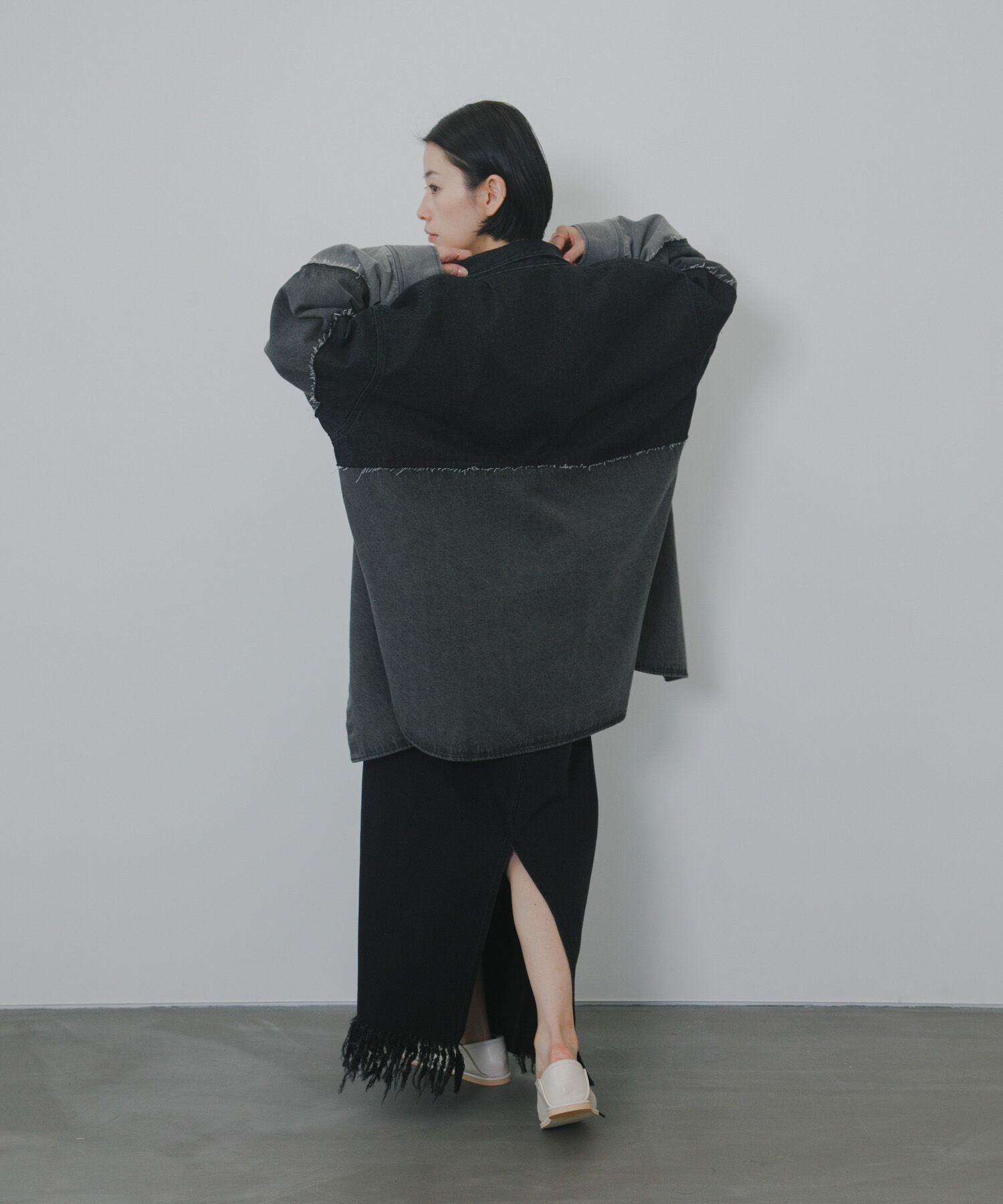  「アシメフリンジデニムスカート」|スカート|