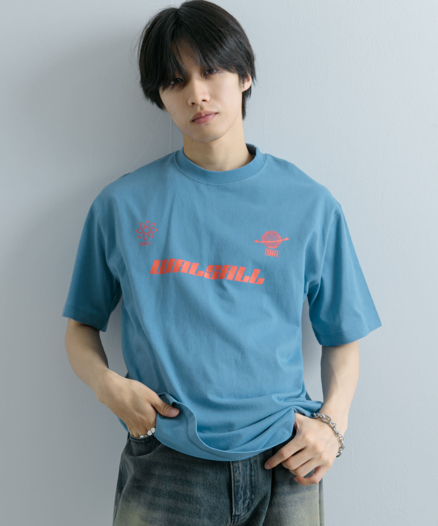 SENSE OF PLACE by URBAN RESEARCH「サッカーゲームグラフィックTシャツ(5分袖)」|Tシャツ・カットソー|ライトブルー