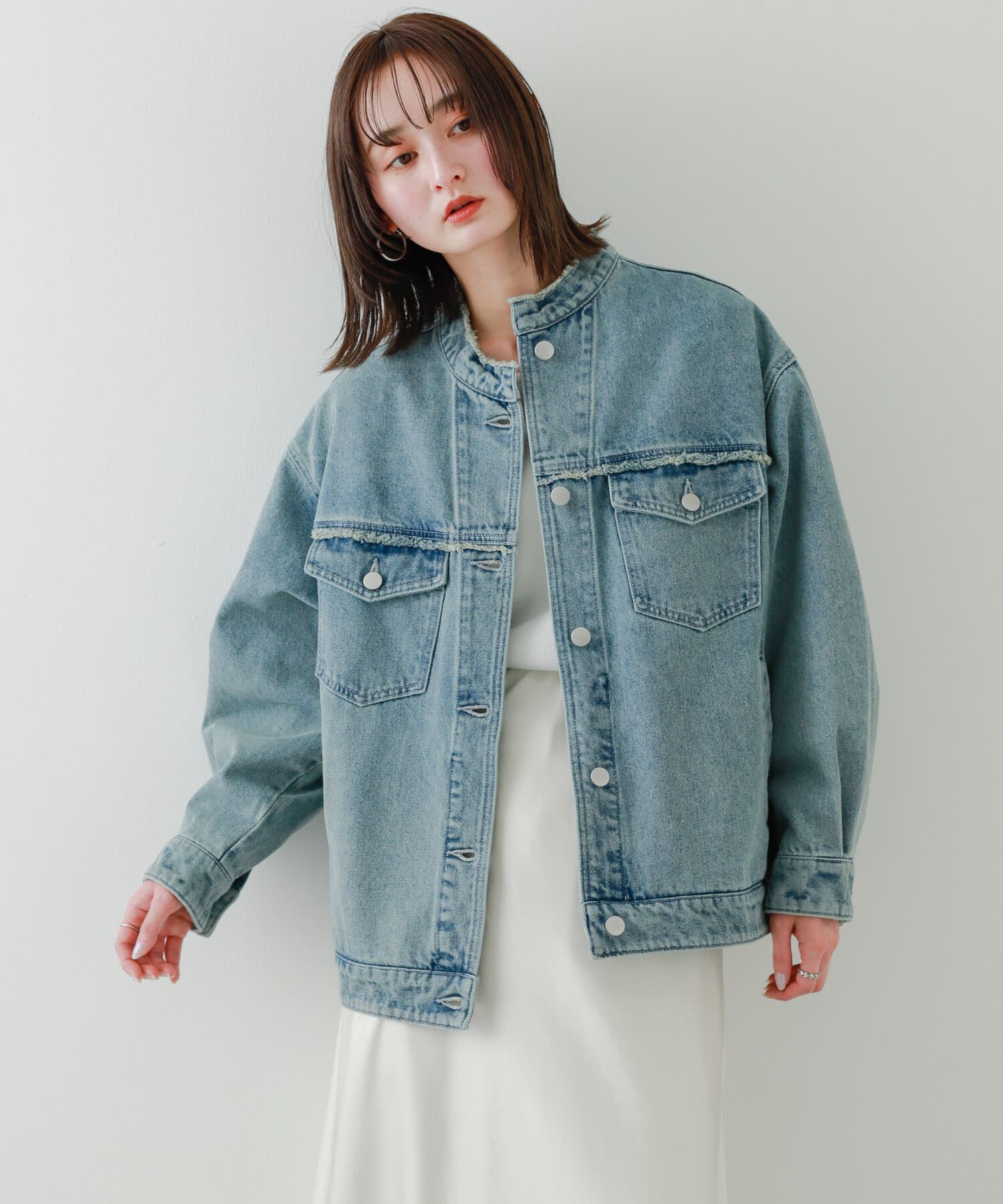 SENSE OF PLACE by URBAN RESEARCH「ルーズノーカラーデニムジャケット」|デニムジャケット|