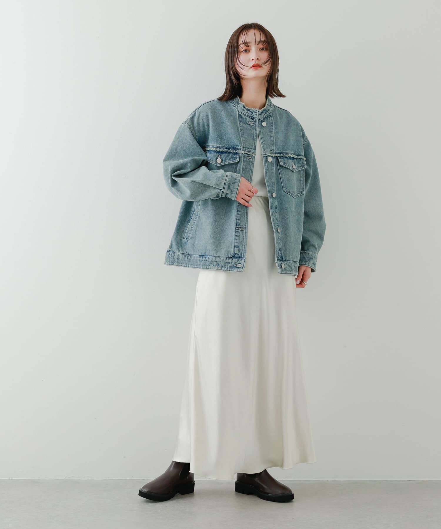 SENSE OF PLACE by URBAN RESEARCH「ルーズノーカラーデニムジャケット」|デニムジャケット|