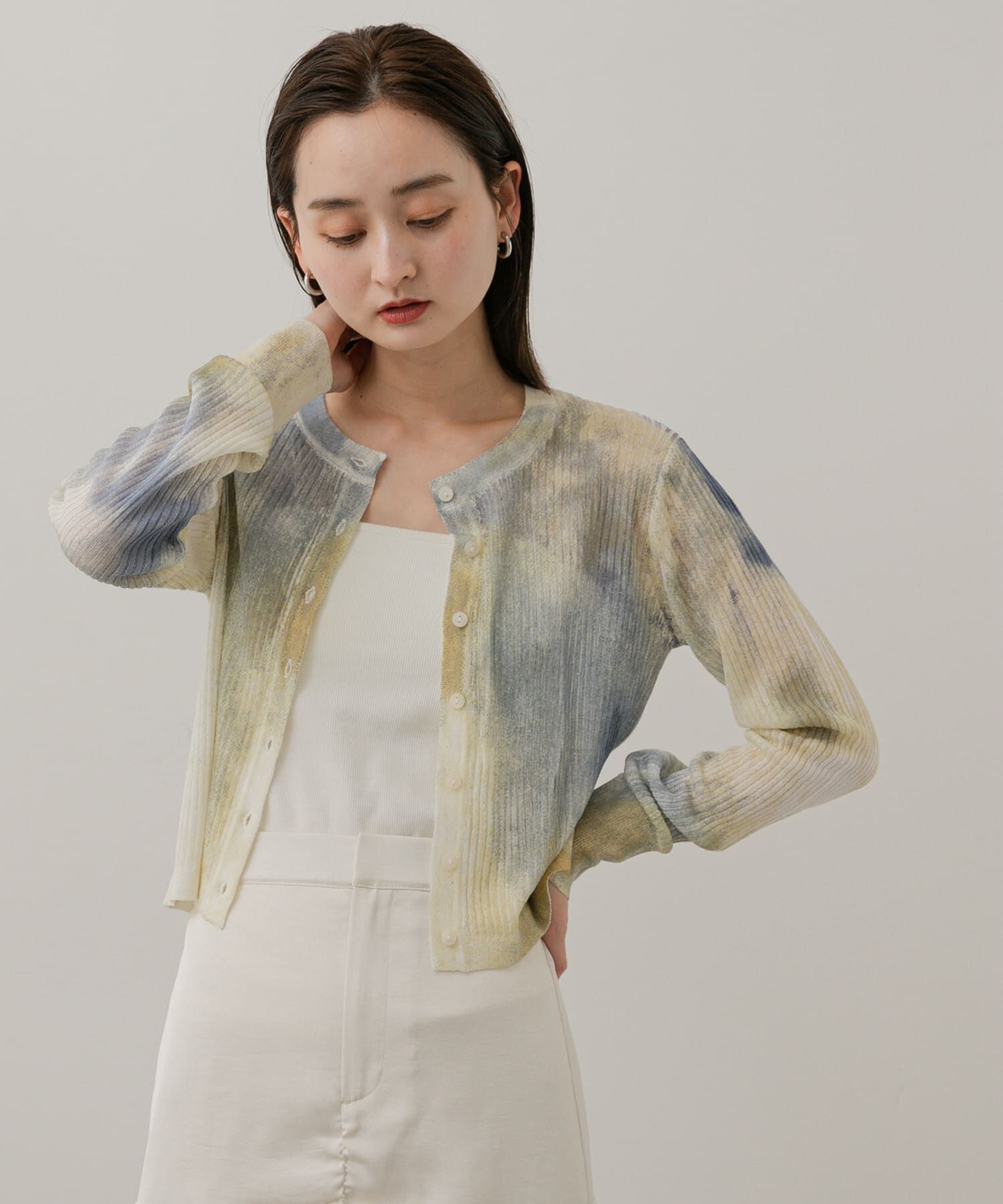 SENSE OF PLACE by URBAN RESEARCH「シアープリントクロップドカーディガン」|カーディガン|