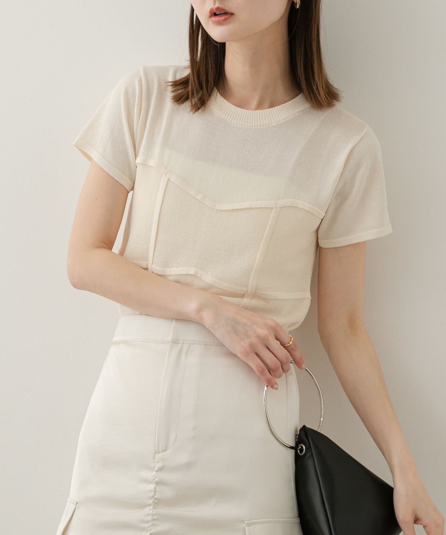 SENSE OF PLACE by URBAN RESEARCH「ビスチェデザインセーター(半袖)」|ニット・セーター|アイボリー