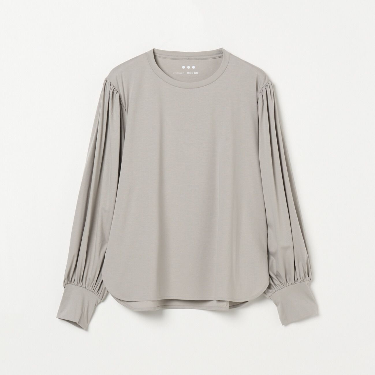  「THREE DOTS Premium shirt jersey tuck sleeve T」|Tシャツ・カットソー|ライトグレー
