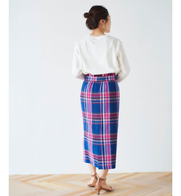 le.coeur blanc「MANTECO チェックハイウエストスカート」|タイト|