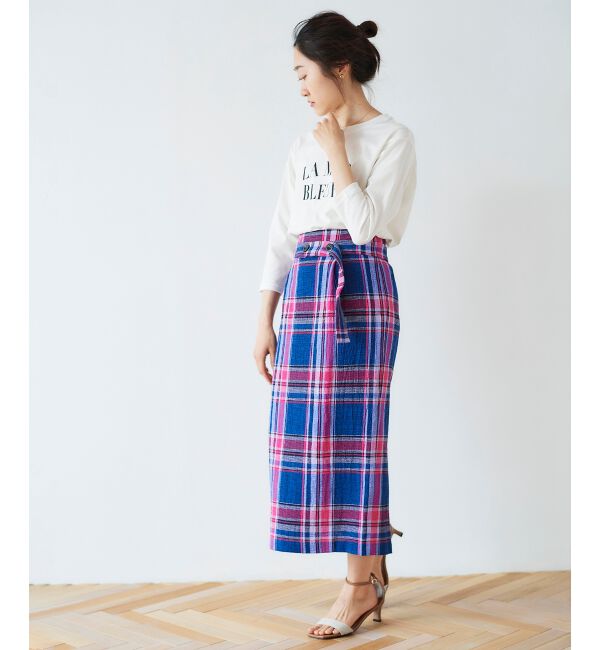 le.coeur blanc「MANTECO チェックハイウエストスカート」|タイト|