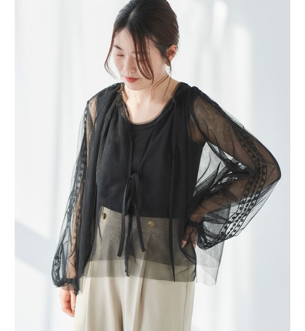 le.coeur blanc「《手洗い可能》チュール刺繍ブラウス」|シャツ・ブラウス|