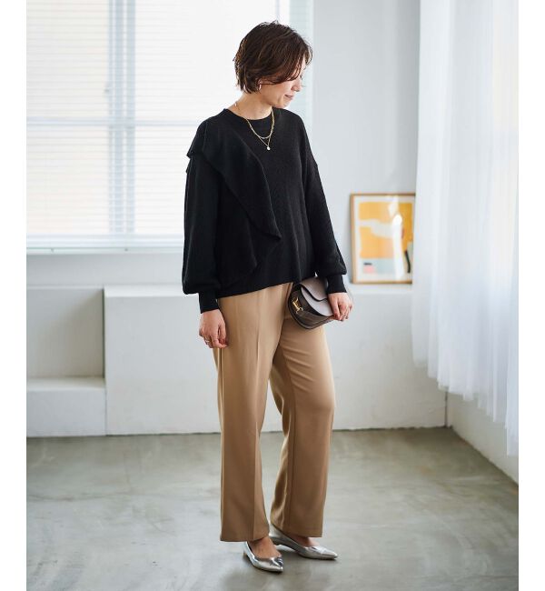 le.coeur blanc「フリルデザイン片畦ニット」|ニット・セーター|