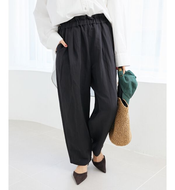 le.coeur blanc「《WEB限定アイテム》コットン麻ドロストイージーパンツ」|その他|ブラック