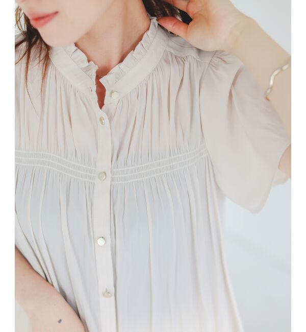  「パウダーサテンシャーリングフレンチブラウス」|シャツ・ブラウス|