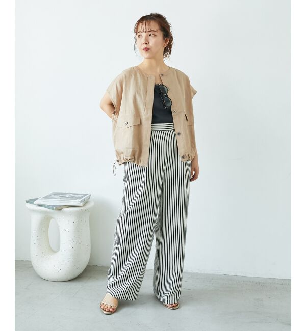  「《手洗い可能》コットン麻ノーカラーシャツジャケット」|ダウン|