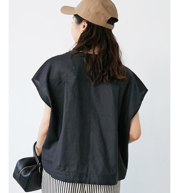  「《手洗い可能》コットン麻ノーカラーシャツジャケット」|ダウン|