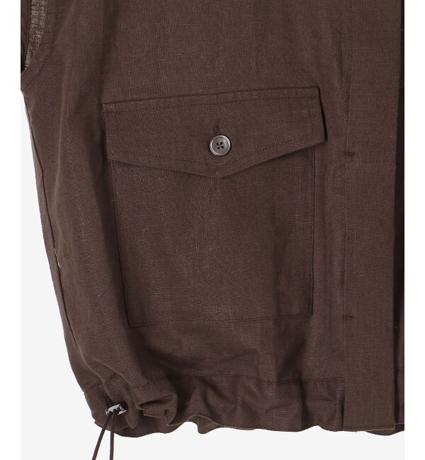  「《手洗い可能》コットン麻ノーカラーシャツジャケット」|ダウン|