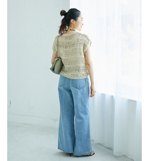  「《手洗い可能》透かし編みデザインニットベスト」|ベスト・ジレ|