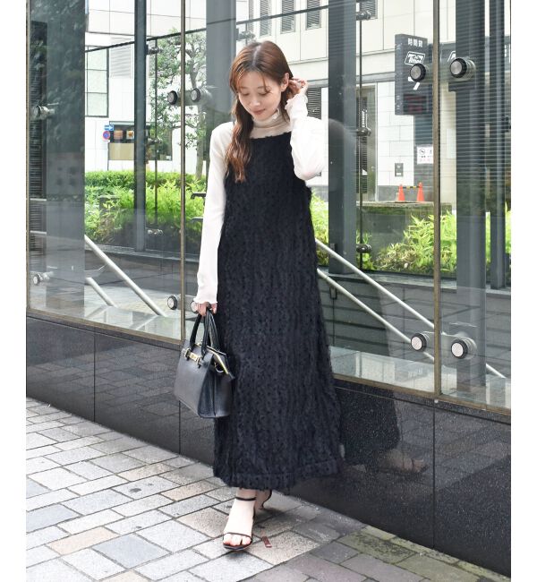  「TORRAZZO DONNAベロアドットチュールキャミワンピ」|ワンピース|ブラック