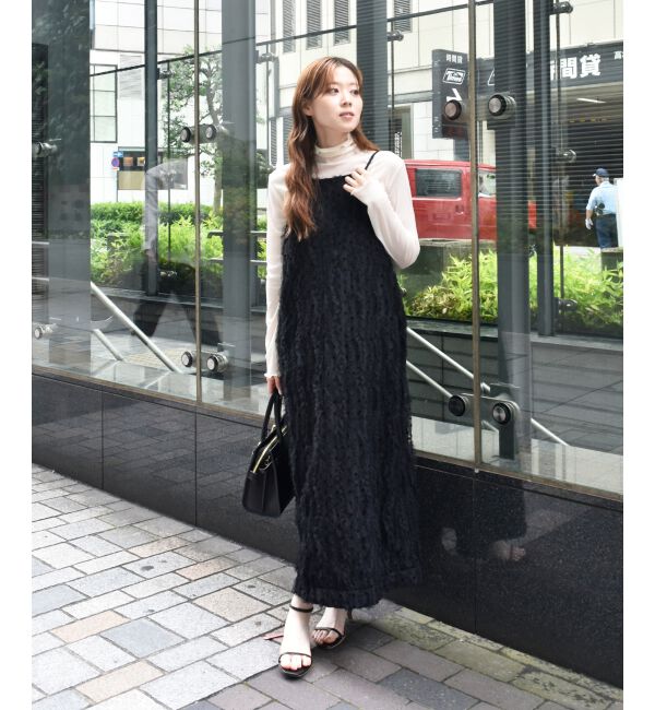  「TORRAZZO DONNAベロアドットチュールキャミワンピ」|ワンピース|