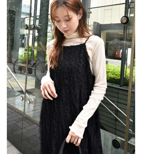  「TORRAZZO DONNAベロアドットチュールキャミワンピ」|ワンピース|