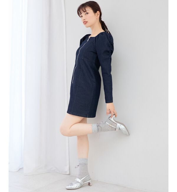 MAJESTICLEGON「フロントジップデニムミニワンピース」|ワンピース|