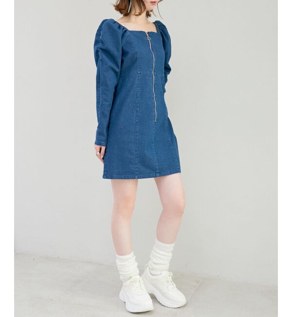 MAJESTICLEGON「フロントジップデニムミニワンピース」|ワンピース|