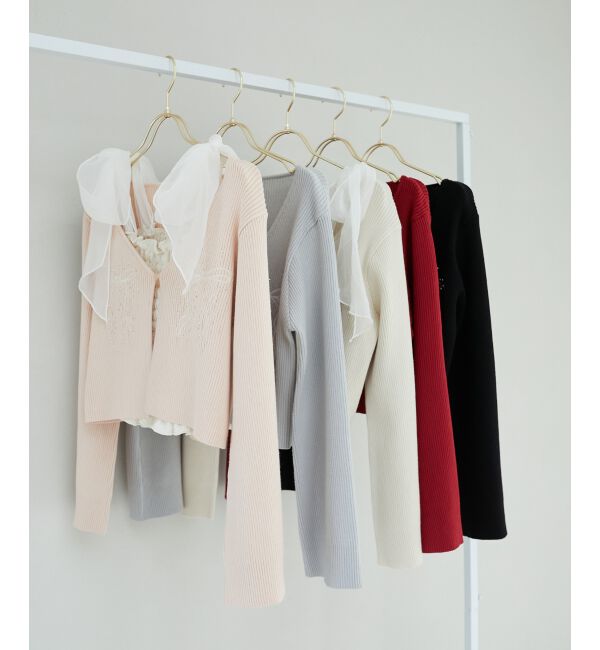 MAJESTICLEGON「リボンエンブロイダリーカーディガン」|カーディガン|