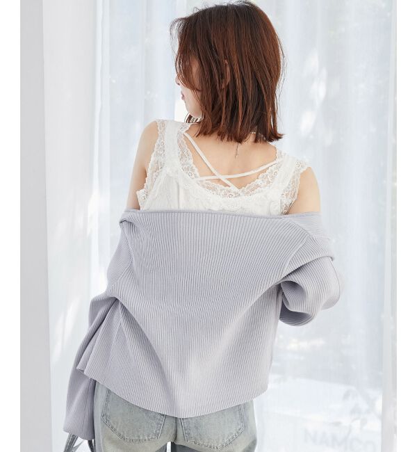 MAJESTICLEGON「リボンエンブロイダリーカーディガン」|カーディガン|