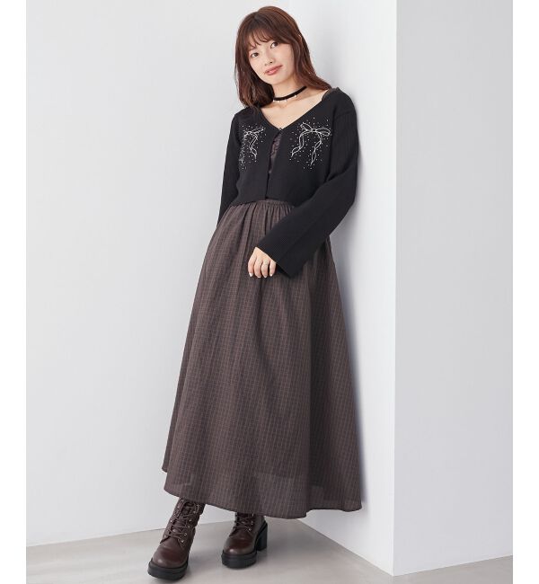 MAJESTICLEGON「リボンエンブロイダリーカーディガン」|カーディガン|