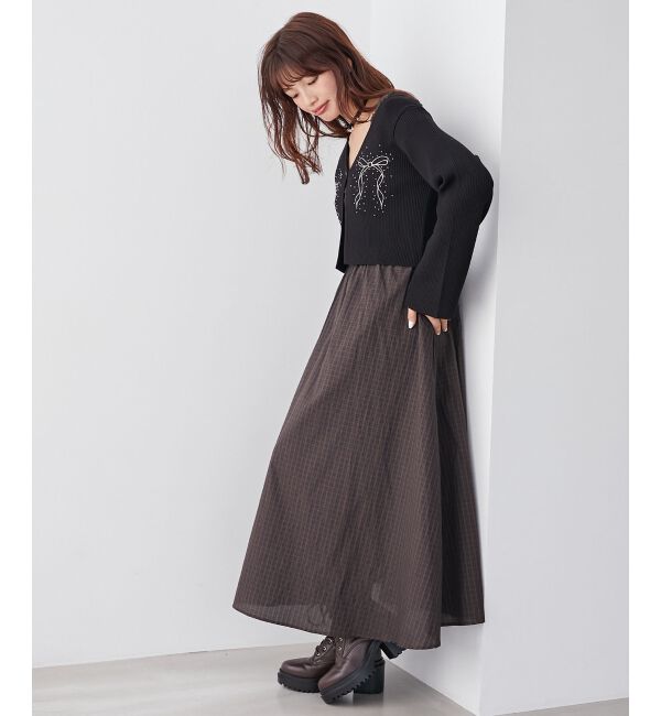 MAJESTICLEGON「リボンエンブロイダリーカーディガン」|カーディガン|