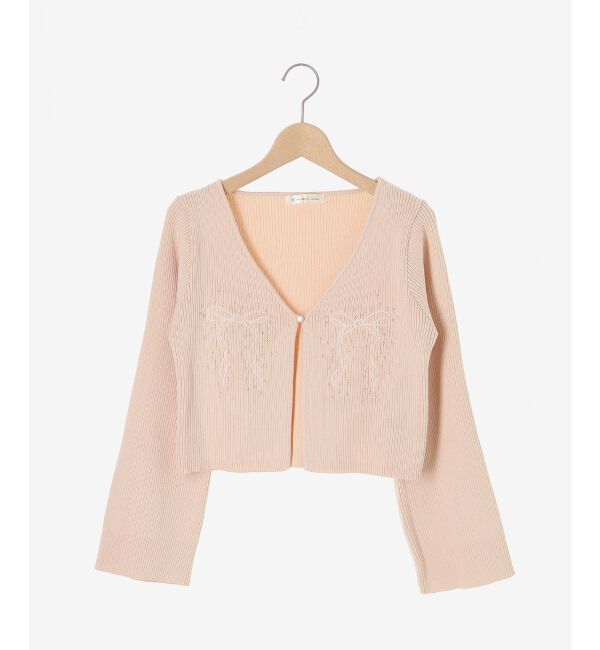 MAJESTICLEGON「リボンエンブロイダリーカーディガン」|カーディガン|