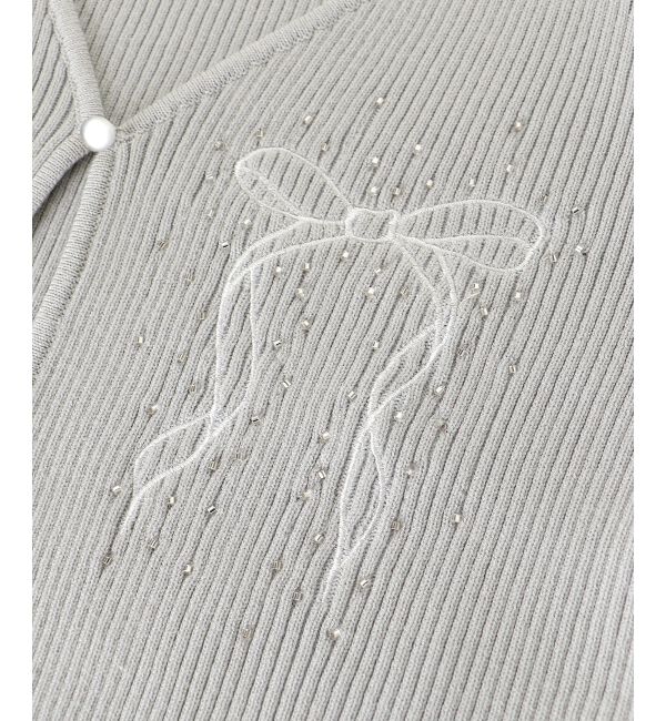 MAJESTICLEGON「リボンエンブロイダリーカーディガン」|カーディガン|