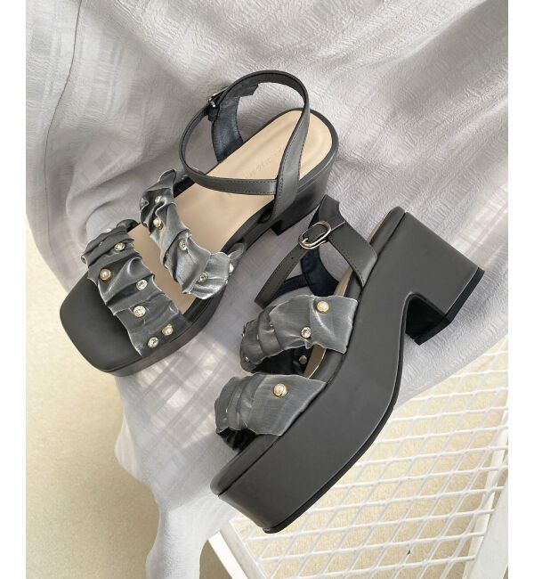  「シアービジュー厚底サンダル」|サンダル|