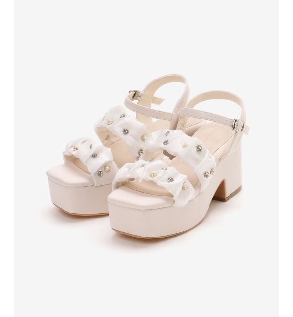  「シアービジュー厚底サンダル」|サンダル|