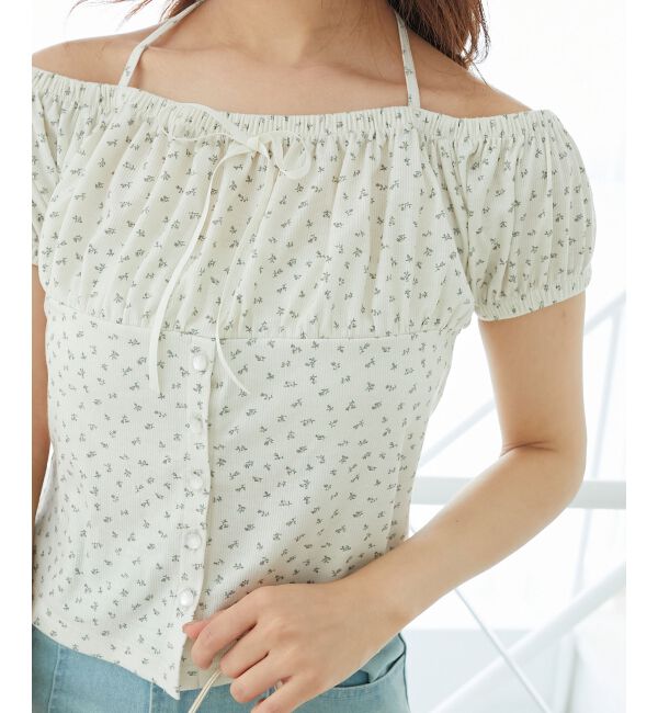  「リボン付きホルターネックカットソー」|Tシャツ・カットソー|